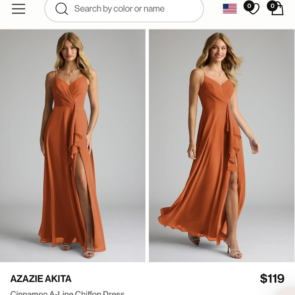 Azazie Akita Maxi Dress in Rich Cinnamon/ bridesmaid dress